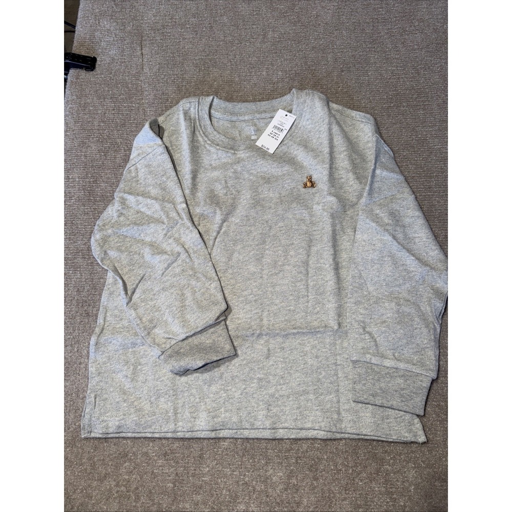 NWT Baby Gap Baby & Toddler Soft Bear Logo Long Sleeve Shirt Grey Size 5 Years